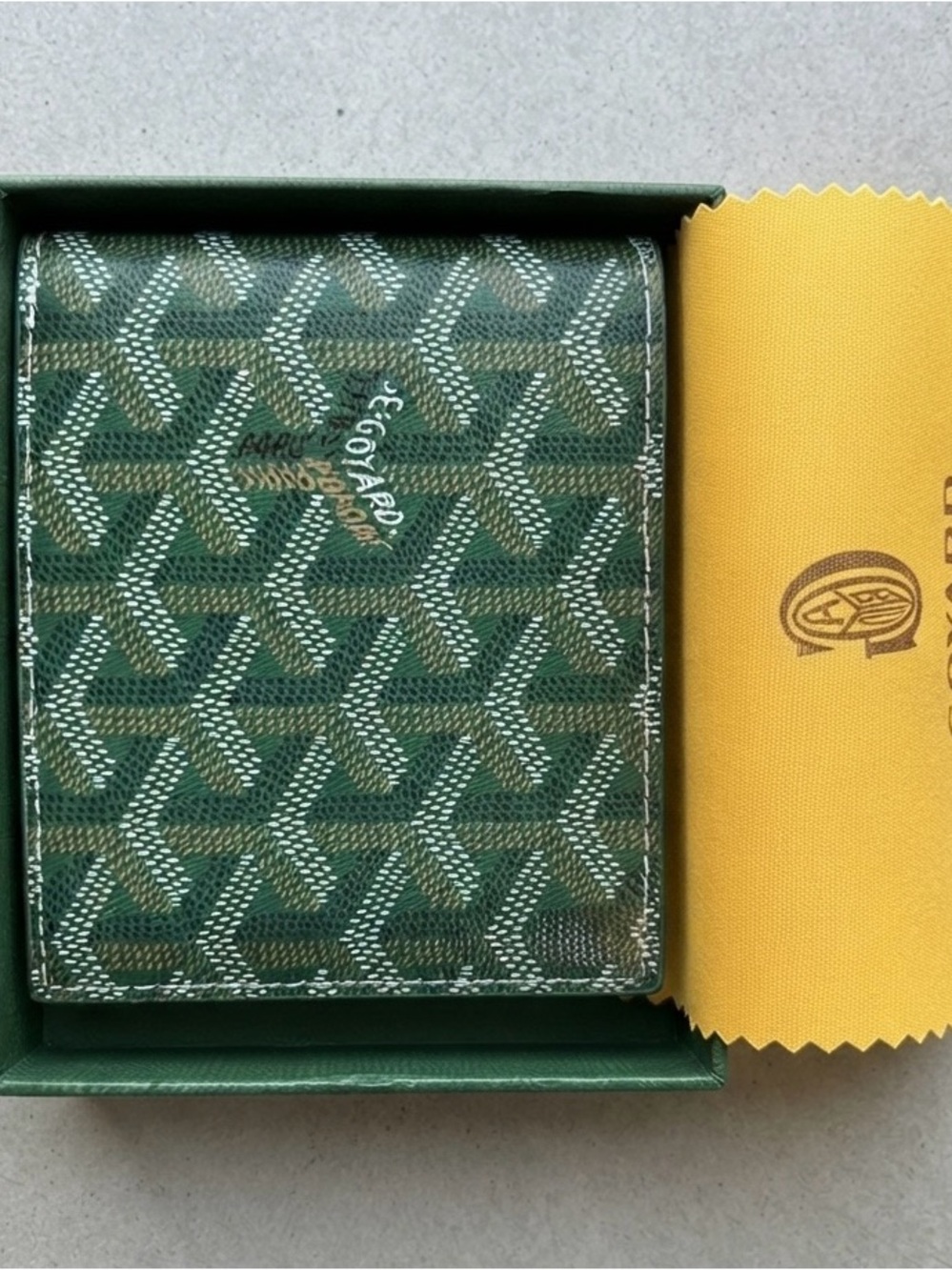 Goyard Green Chevron Bi Folding Wallet